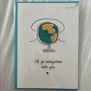 Papyrus Blue and Gold Globe Card